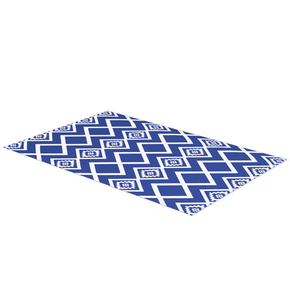 Outsunny Outdoorteppich Terrassenteppich, wetterbeständig, modernes Design, 182 cm x 274 cm x 0,3 cm, Blau + Weiß