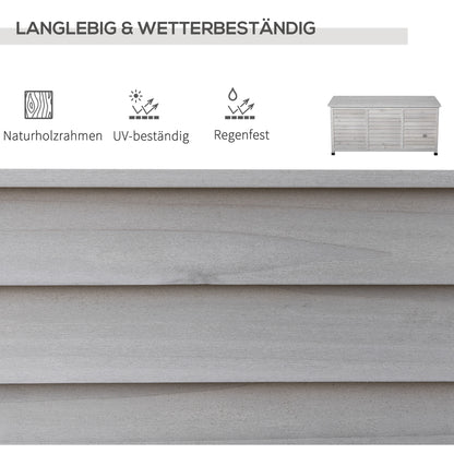 Outsunny Gartenbox, wetterbeständig, luftdurchlässig, Kissenbox, Aufbewahrungsbox, Fichtenholz, grau, 127 x 56 x 60 cm