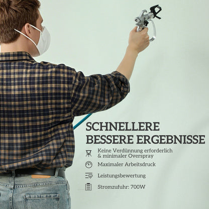 HOMCOM Farbsprühsystem, 700 W Lackierpistole Elektrisch, 200 bar Farbsprühgerät mit 1,5 L/min Durchfluss, 33 x 26 x 41 cm, Blau