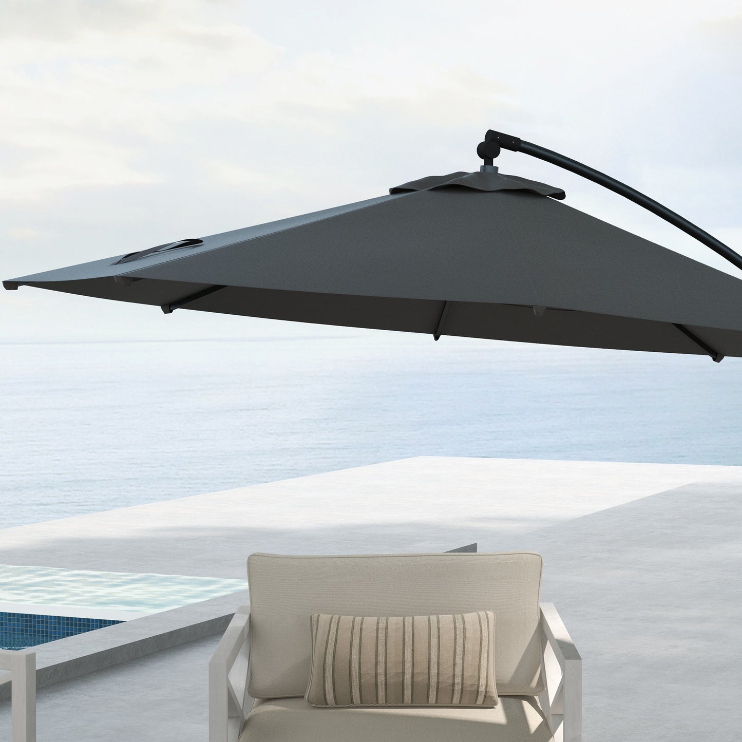 Outsunny Sonnenschirm Ampelschirm, inkl. Kreuzfuß, 293 x 293 x 260 cm, Grau