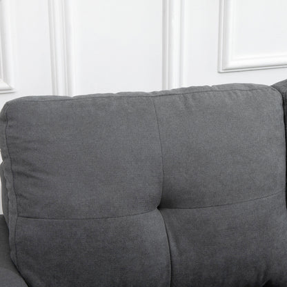 HOMCOM Ecksofa im Skandidesign, mit Knopfheftung, Massivholz, Leinenoptik, Grau