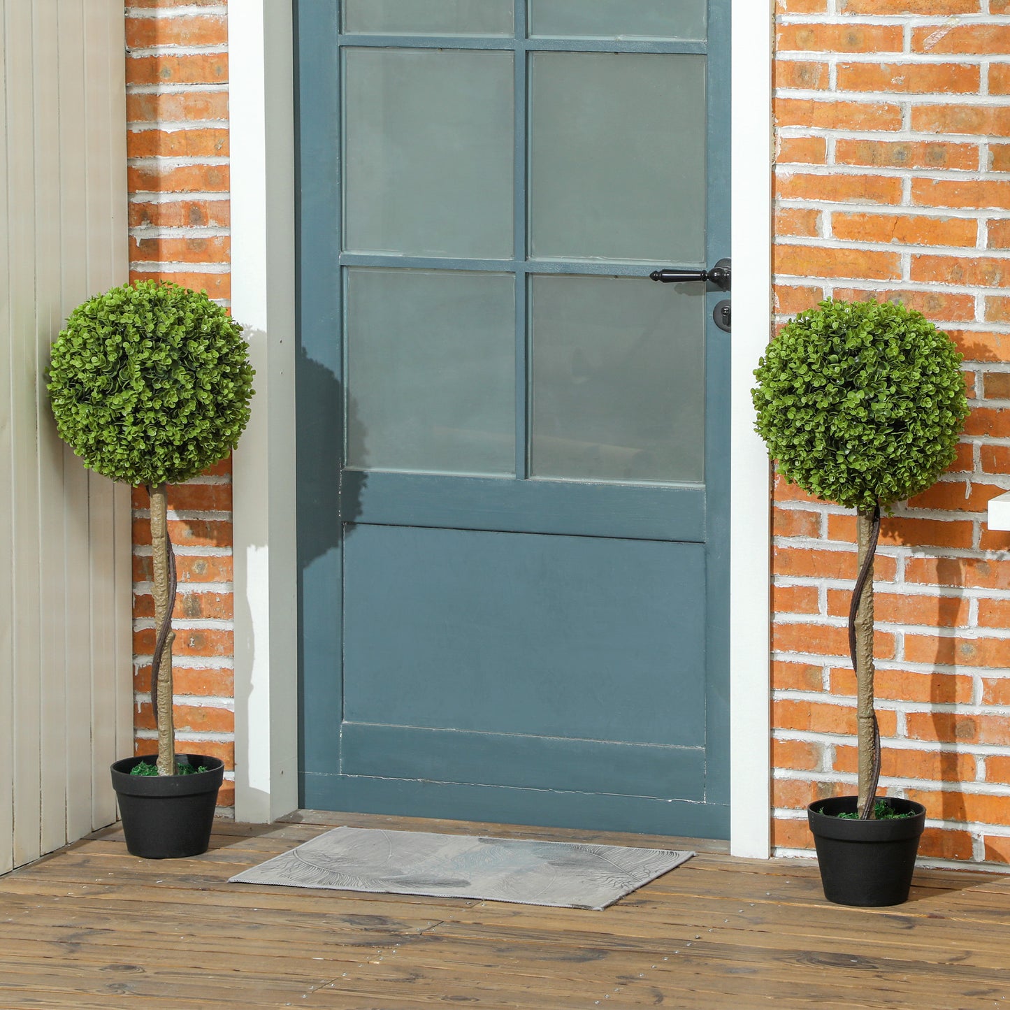 HOMCOM Künstlicher Eukalyptusbaum, 2er-Set, inklusive Topf, pflegeleicht, 90 cm