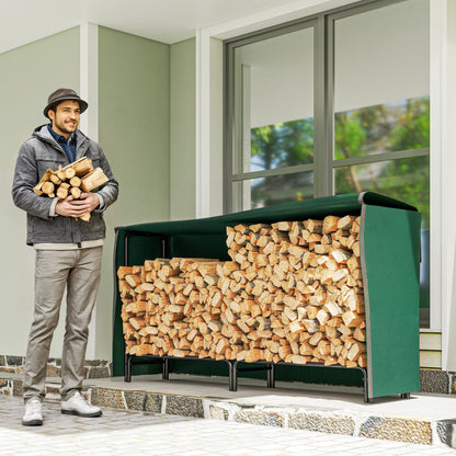 Outsunny Feuerholzgestell, 0,6 m³, mit Abdeckung, pulverbeschichteter Metall, bis 200 kg, Schwarz/Dunkelgrün