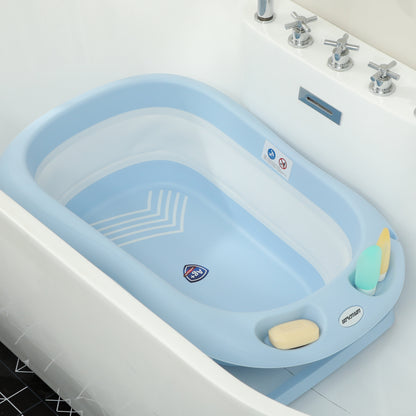 AIYAPLAY Babybadewanne, faltbar, rutschfester Boden, sichere Materialien, 83L x 48B x 23,5H cm, Hellblau