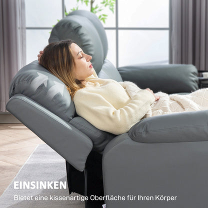 HOMCOM 3-Sitzer-Sofa, linker und rechter Sitz zurücklehnbar, anpassbare Fußstütze, Kunstlederbezug, für Wohnzimmer, Dunkelgrau