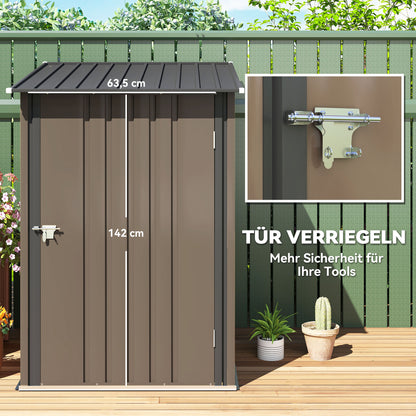 Outsunny Geräteschuppen aus Stahl 100 x 103 x 160 cm Braun