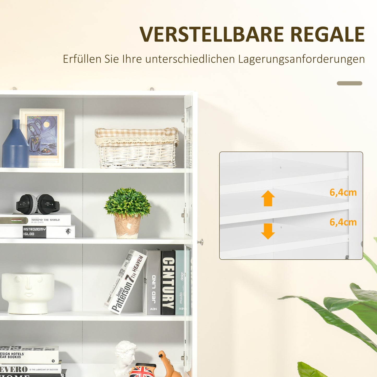 HOMCOM Bücherregal Wandregal Regal, 2 Regale, 76 cm x 40 cm x 178,5 cm, Weiß