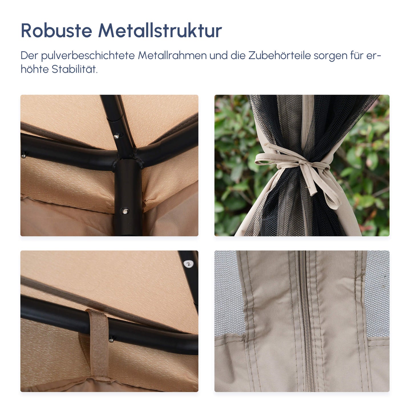 Outsunny Gartenpavillon Pavillon Gartenzelt Festzelt Partyzelt mit 4 x Seitenwand wetterfest Metall + Polyester Grau 2,94 x 2,94 x 2,65 m