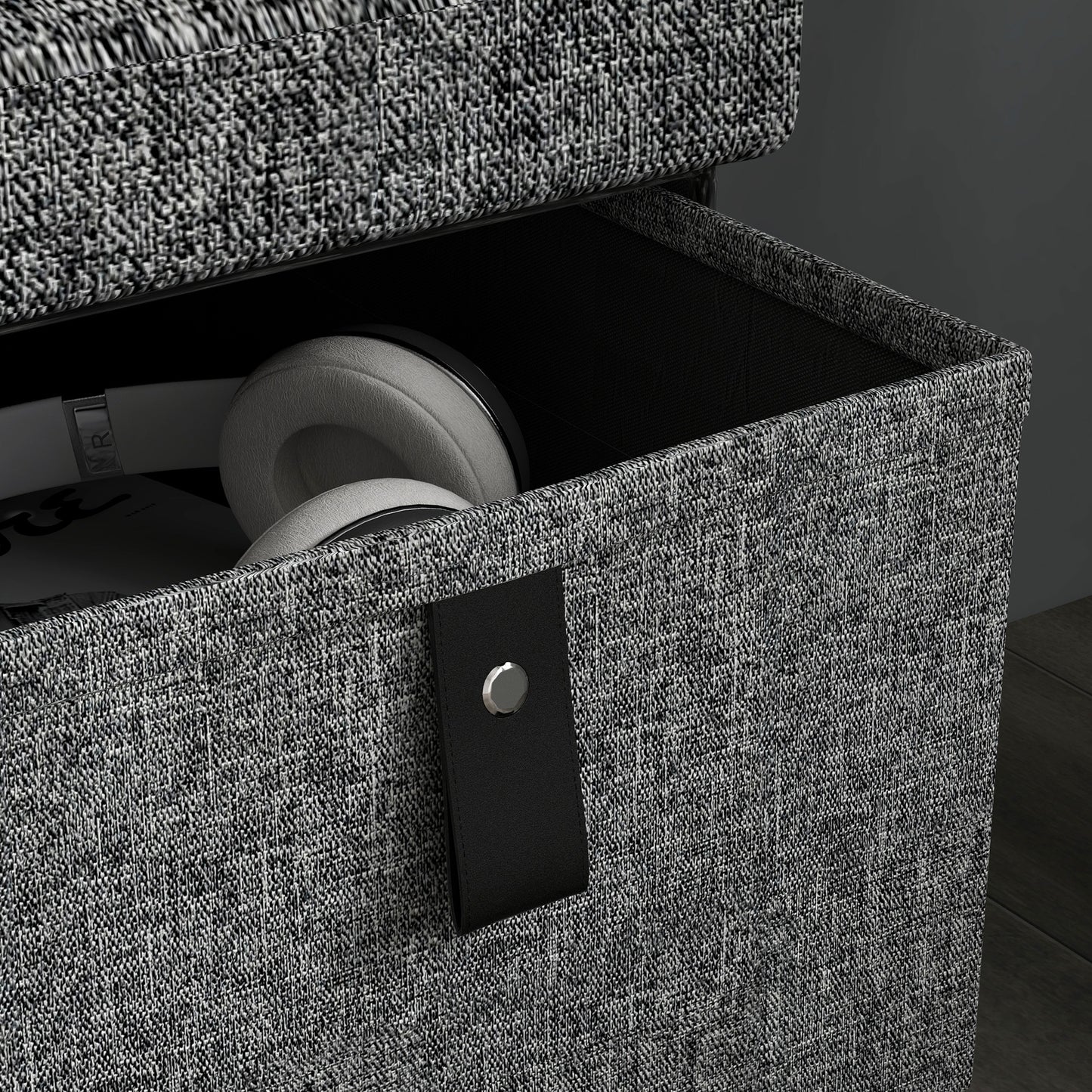 HOMCOM Gepolsterte Schuhbank, 6 Schuhfächer, MDF-Rahmen, Leinenoptik, Grau