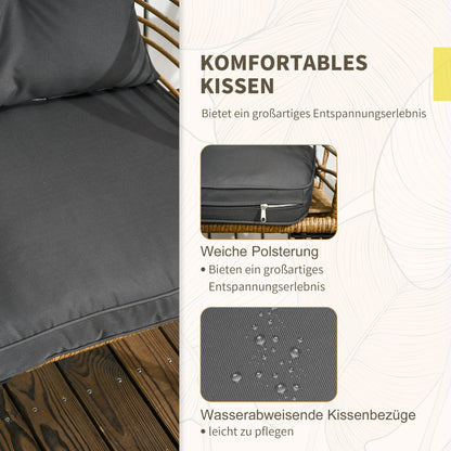 Outsunny 3-teiliges Bistro-Set, wetterbeständig, 1 Beistelltisch, 2 Stühle, 62 cm x 65 cm x 78 cm, Sand+Dunkelgrau