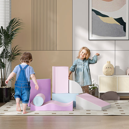 HOMCOM Schaumstoff-Bausteine für Kinder, fördert Kreativität, Kunstleder, 40x40x20 cm, Mehrfarbig, 1-3 Jahre