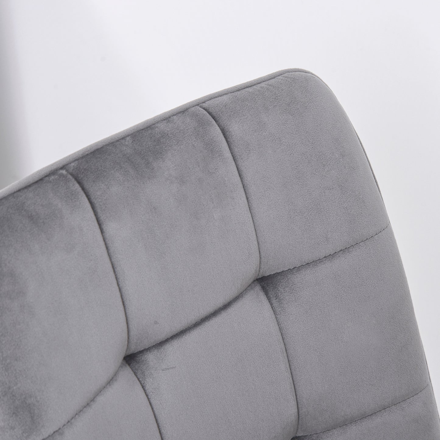 HOMCOM 2er-Set Esszimmerstuhl Polsterstuhl Küchenstuhl mit Samt-Optik Esstisch Samt Metall Grau+Schwarz 45 x 63 x 90 cm