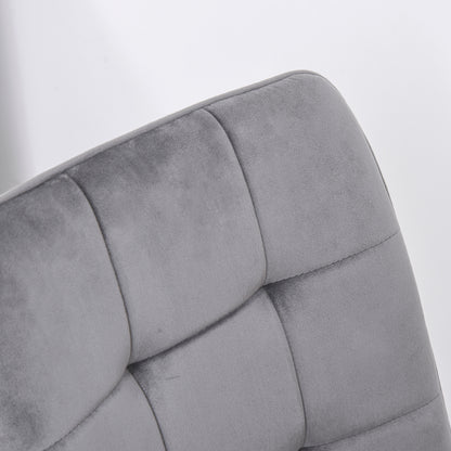 HOMCOM 2er-Set Esszimmerstuhl Polsterstuhl Küchenstuhl mit Samt-Optik Esstisch Samt Metall Grau+Schwarz 45 x 63 x 90 cm