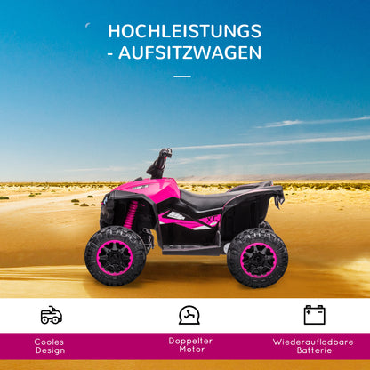 HOMCOM Elektro Kinderquad, 3-6 km/h, Licht/Musik, für 3-5 Jahre, bis 25kg, Rosa/Schwarz