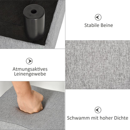 HOMCOM Hocker mit Stoffbezug in Leinenoptik, bis 110 kg, hellgrau, 40 x 30 x 24cm
