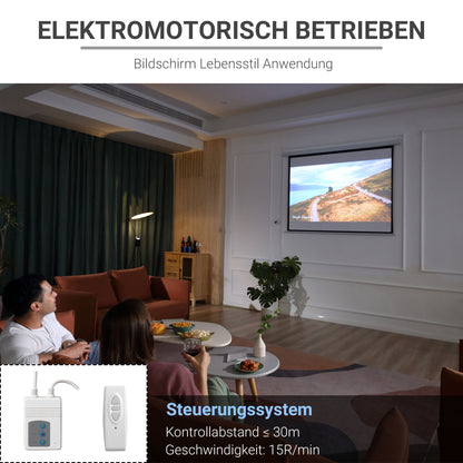 HOMCOM Beamer-Leinwand, inkl. Fernbedienung, 84 Zoll, 4:3 Format, 171x130 cm, Weiß