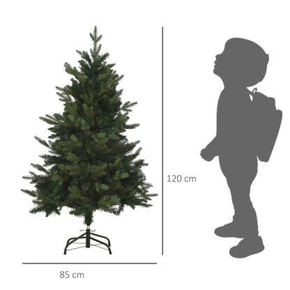 HOMCOM Weihnachtsbaum Christbaum Kunsttanne, 1,2 m, inkl. Ständer, Ø85 cm x 120 cm, Grün