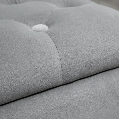 HOMCOM 3-teiliges Set mit Stauraum, 2 x Sitzhocker, Polster-Sitztruhe, Fußhocker, Aufbewahrungsbox, Fußablage, belastbar bis 130 kg, Mikrofaserstoff, Schaumstoff, 75 x 40 x 42 cm, Hellgrau