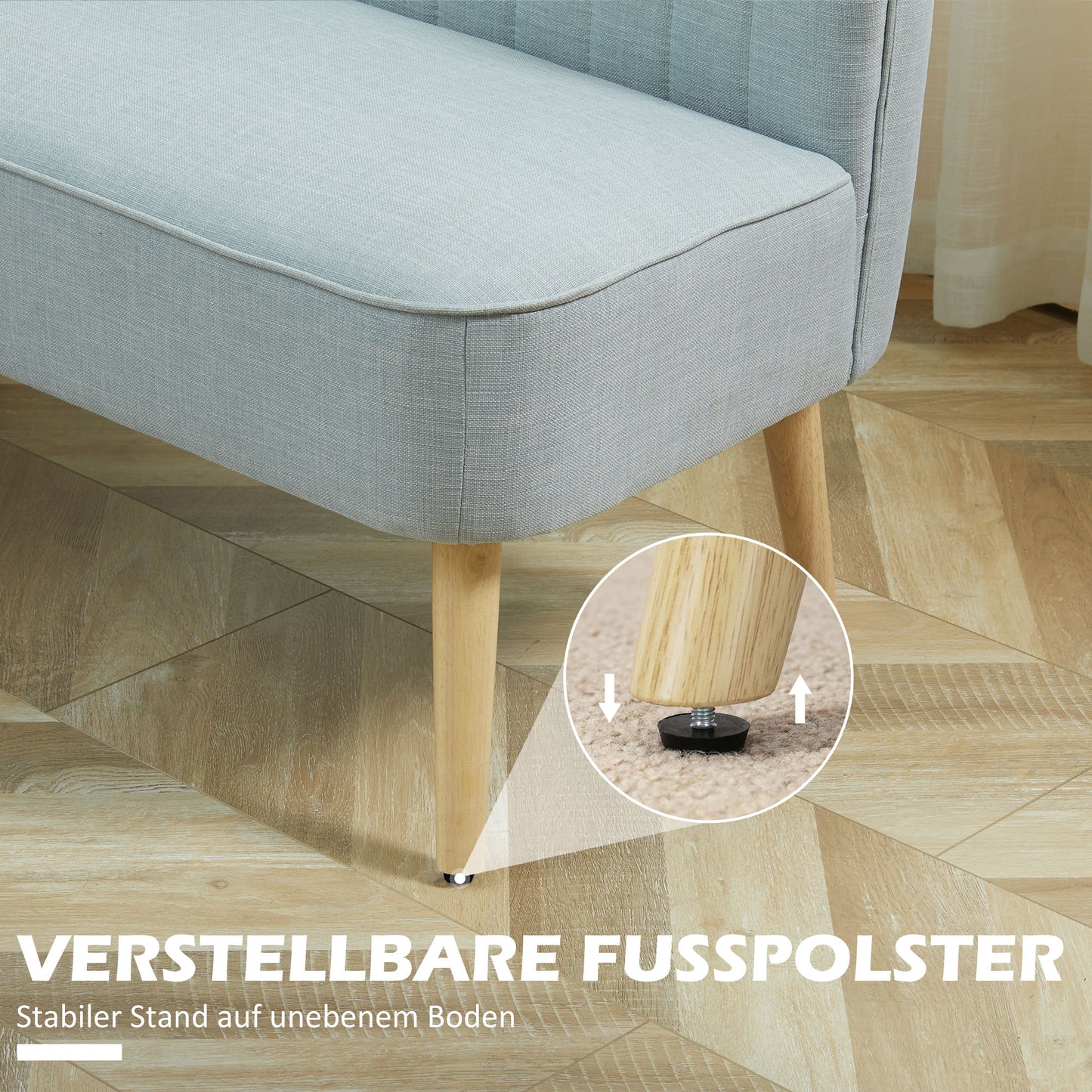 HOMCOM 2-Sitzer Sofa, weiche Polsterung, pflegeleichter Bezug, bis 150 kg, 117 x 56,5 x 77 cm, Hellgrün