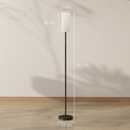 HOMCOM Stehlampe, Schirm in Leinenoptik, Metallstange, Fußschalter, Weiß