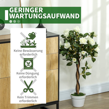 Outsunny Kunstbaum, Künstliche Pflanze im Zementtopf, Kunstpflanze