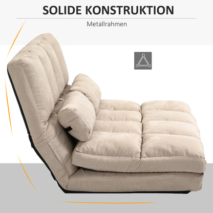 HOMCOM 2-in-1 Bodensessel, Rückenlehne, Verstellbar, 102 x 73 x 60 cm, Beige