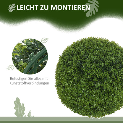 HOMCOM 2er-Set Buchsbaumkugel, Künstliche Pflanzen, Zimmerpflanze mit UV-Schutz, Deko-Pflanze, für Indoor, Outdoor, Grün