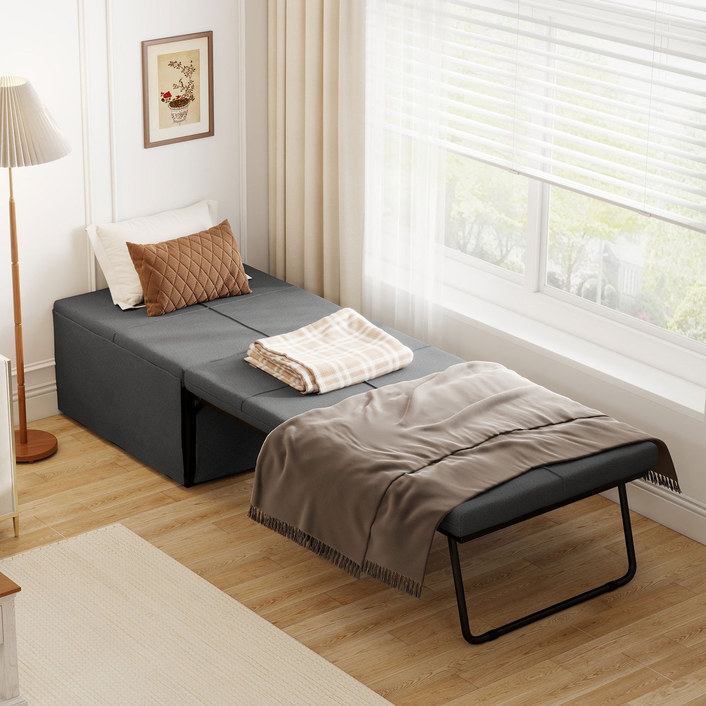 HOMCOM Klappbett, mit Matratze und Schutzabdeckung, 190 x 69 x 38,5 cm, Grau