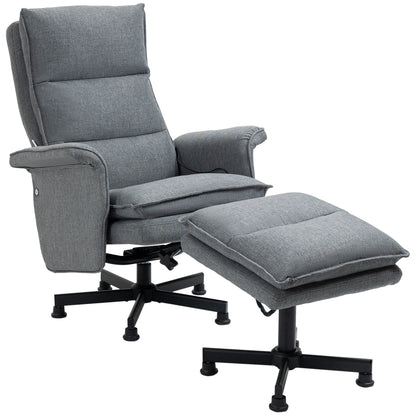 HOMCOM Massage-Bürostuhl mit Fußhocker, 8 Vibrationsköpfe, 1 Fernbedienung, 1 Seitentasche, Grau