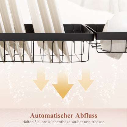 HOMCOM Geschirrkorb, Modularer Geschirrhalter aus Metall, bis zu 23 kg belastbar, Schwarz