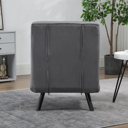 HOMCOM Relaxsessel im Skandidesign, Liegesessel, Lesesessel. ink. Kissen mit Knopfhefung, Schwarz + Natur