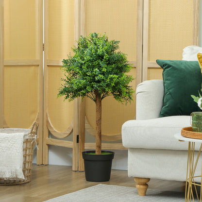 HOMCOM Künstliche Buchsbaum 90cm Kunstpflanze, Plastik Künstliche Pflanzen im Topf für Wohnzimmer