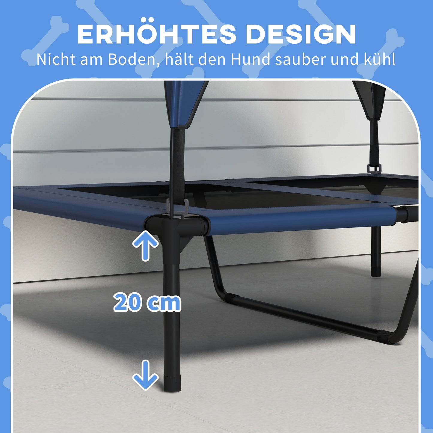 PawHut Hundebett mit Dach, atmungsaktiv, wasserabweisend, bis 30 kg, 91 x 76 x 89 cm, Dunkelblau