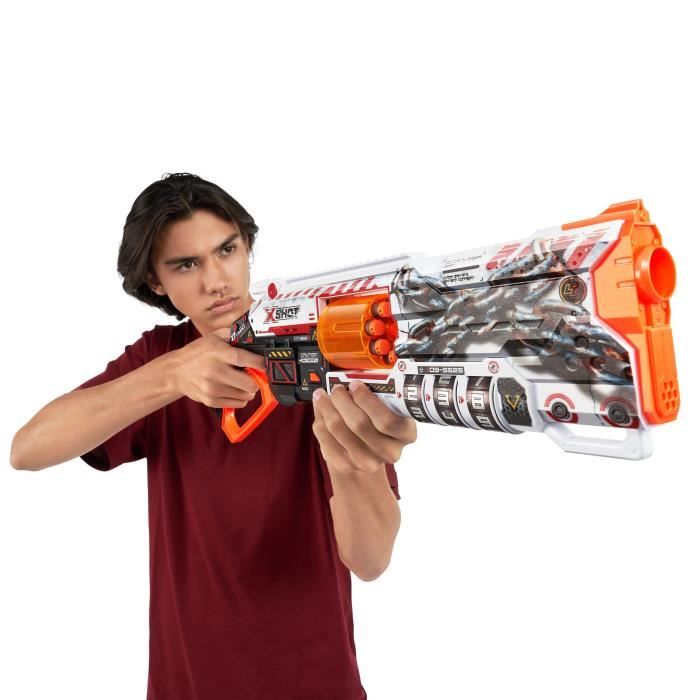Lockable Blaster - ZURU - XSHOT Skins Lock Gun - Blaster with Locking Combination and 8-Dart Rotating Barrel