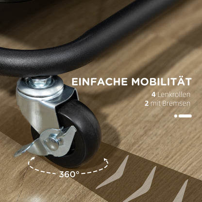 HOMCOM Rollwagen mit 3 Etagen, Ablagekörben, Haken, Beistellwagen für Küche oder Wohnzimmer, Stahl, Kunststoff, Schwarz