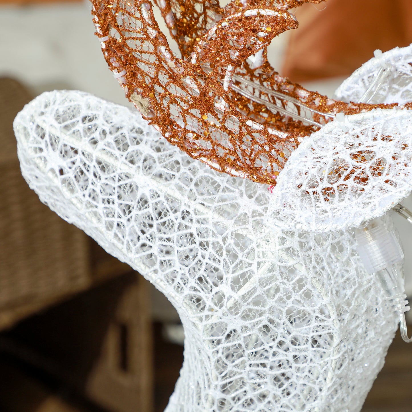 Outsunny LED-Weihnachtsdekoration, Lechtendes Rentier und Schlitten, 170 ljusare, 50 x 29 x 42 cm