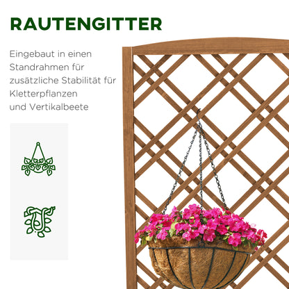 Outsunny Hochbeet Blumenständer Garten Pflanzkasten mit Rankgitter Holz Rankkasten Gelb 60 x 30 x 122,5 cm