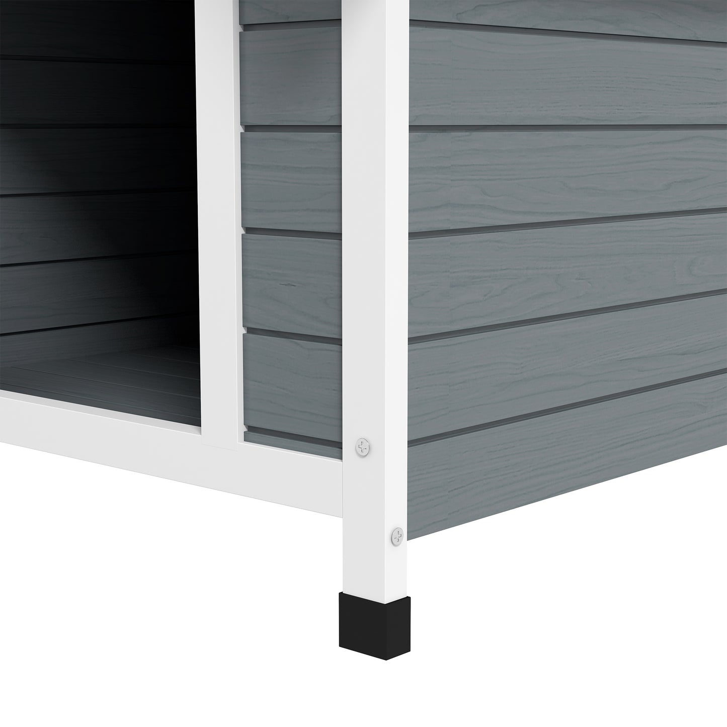 PawHut Hundehütte, wetterfest, herausnehmbarer Boden, Tannenholz, 75x88x82 cm, Grau/Schwarz