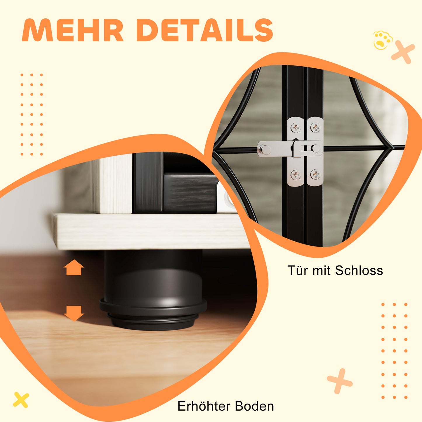 PawHut Hundebox, Hundekiste, Verschließbare Aufenthaltsbox für große Hunde, Grau