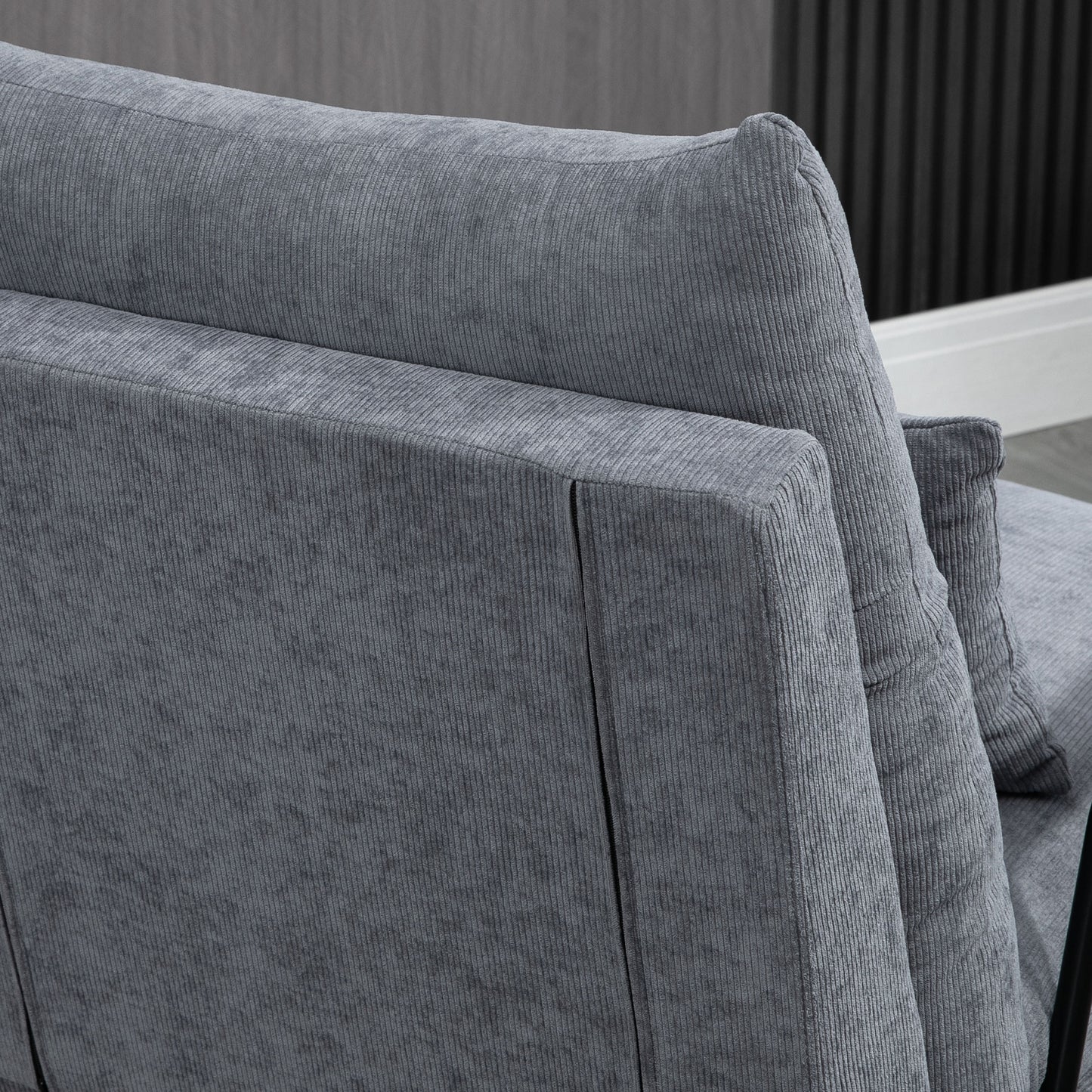 HOMCOM Sessel mit Ottomane Polstersessel Relaxsessel, inkl. Kissen, 68 cm x 91,5 cm x 88 cm, Hellgrau