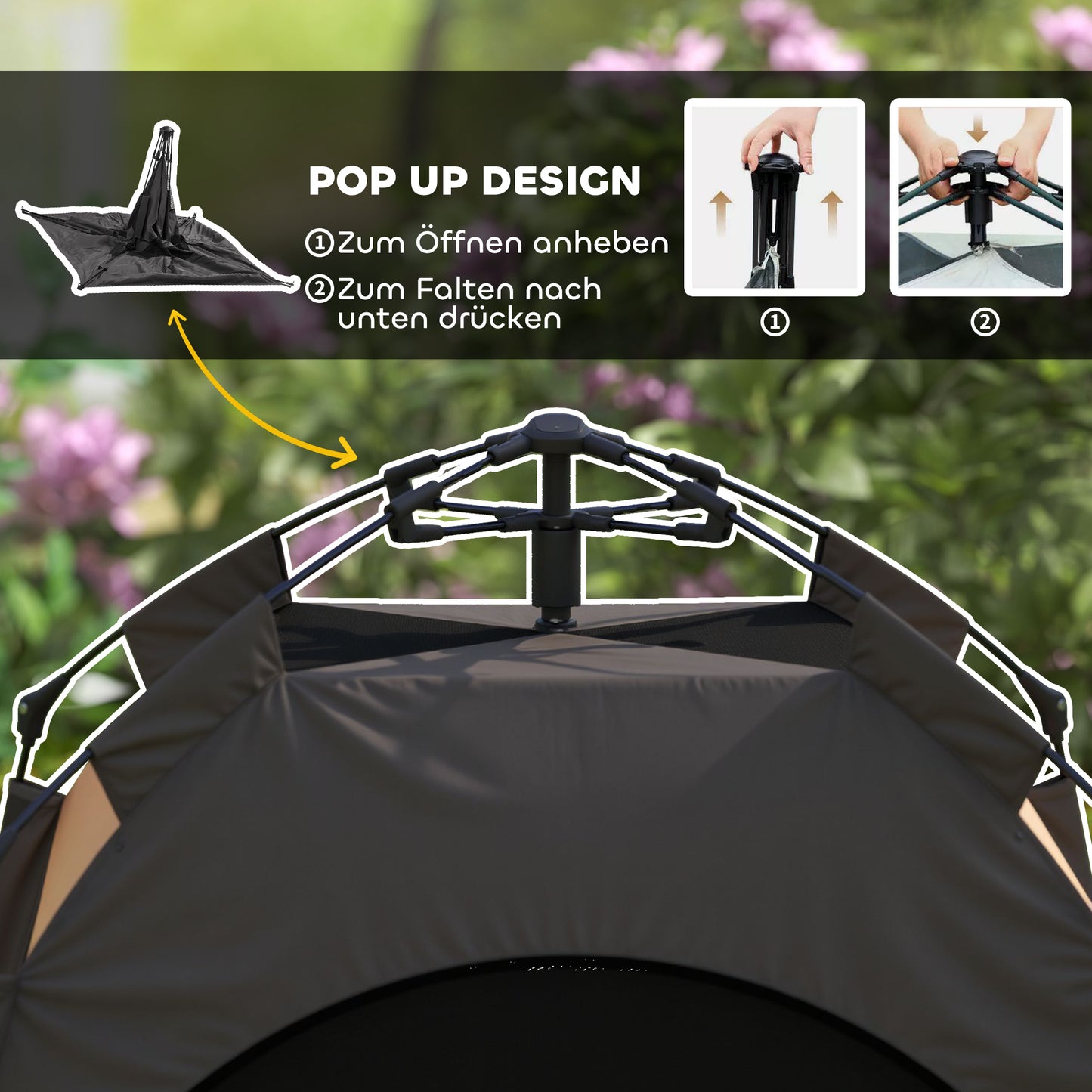 PawHut Haustierzelt, Hundezelt, klappbar, wetterbeständig, Hundehütte, für große Hunde, Dunkelbraun