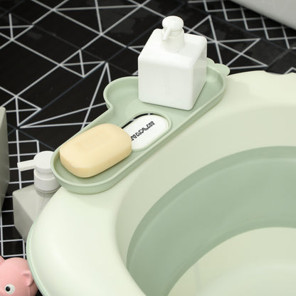 AIYAPLAY Babybadewanne, faltbar, rutschfester Boden, Elefanten-Badekissen, 86 x 53 x 25,5 cm, Grün