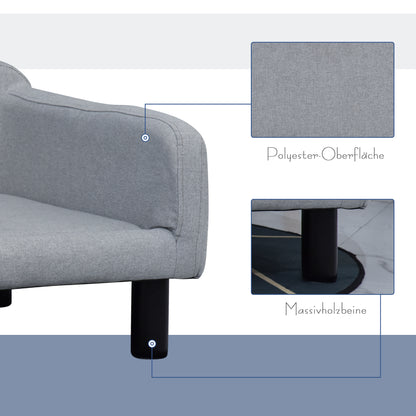 PawHut Hundesofa mit Weichem Bezug Haustiersofa mit Holzbeinen Hundebett 82 x 54 x 36 cm