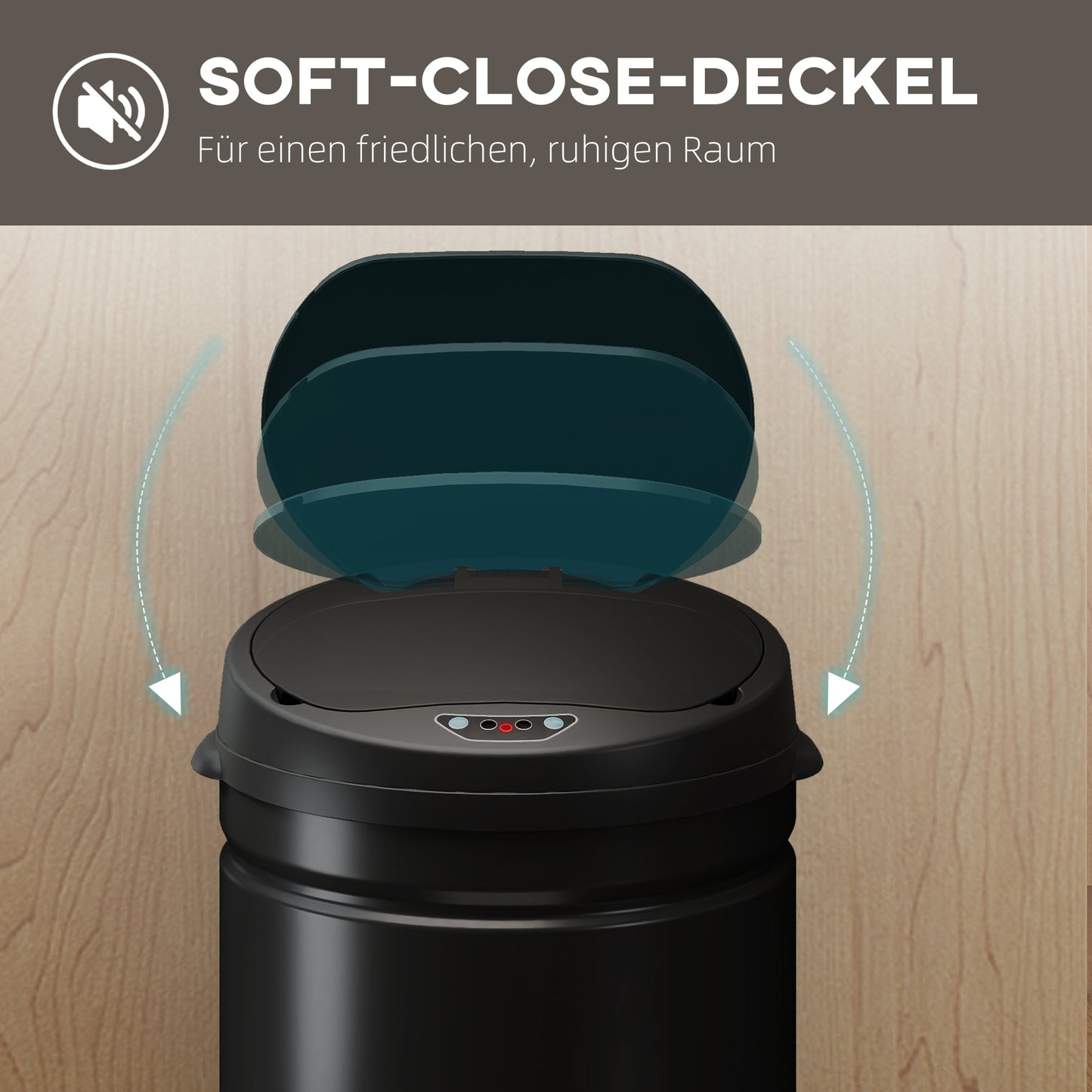 HOMCOM 42 Liter Sensor-Mülleimer mit Soft-Close-Funktion, berührungsfreier Abfalleimer aus Edelstahl für hygienische Küchen