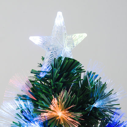 HOMCOM Weichnachtsbaum künslicher Weihnachtsbaum Christbaum, LED-Lichter, Sternspitze, 66 cm x 66 cm x 120 cm, Grün