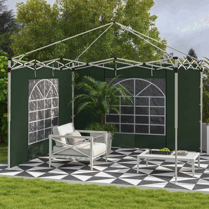 Outsunny Seitenwände für 3 x 3/ 3 x 6 m Pavillon, Seitenplanen mit Fenster, Tür, Ersatzwände für Partyzelt, Oxfordstoff, Grün