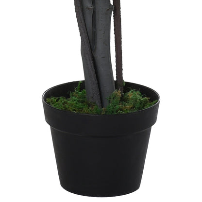 Outsunny Künstlicher Ficus-baum groß 145 cm, Kunstbaum, Kunstpflanze, Plastik Künstliche Pflanzen im Topf, Fake Plant wie echt für Wohnzimmer Schlafzimmer Büro Garten Moderne Dekoration Geschenk