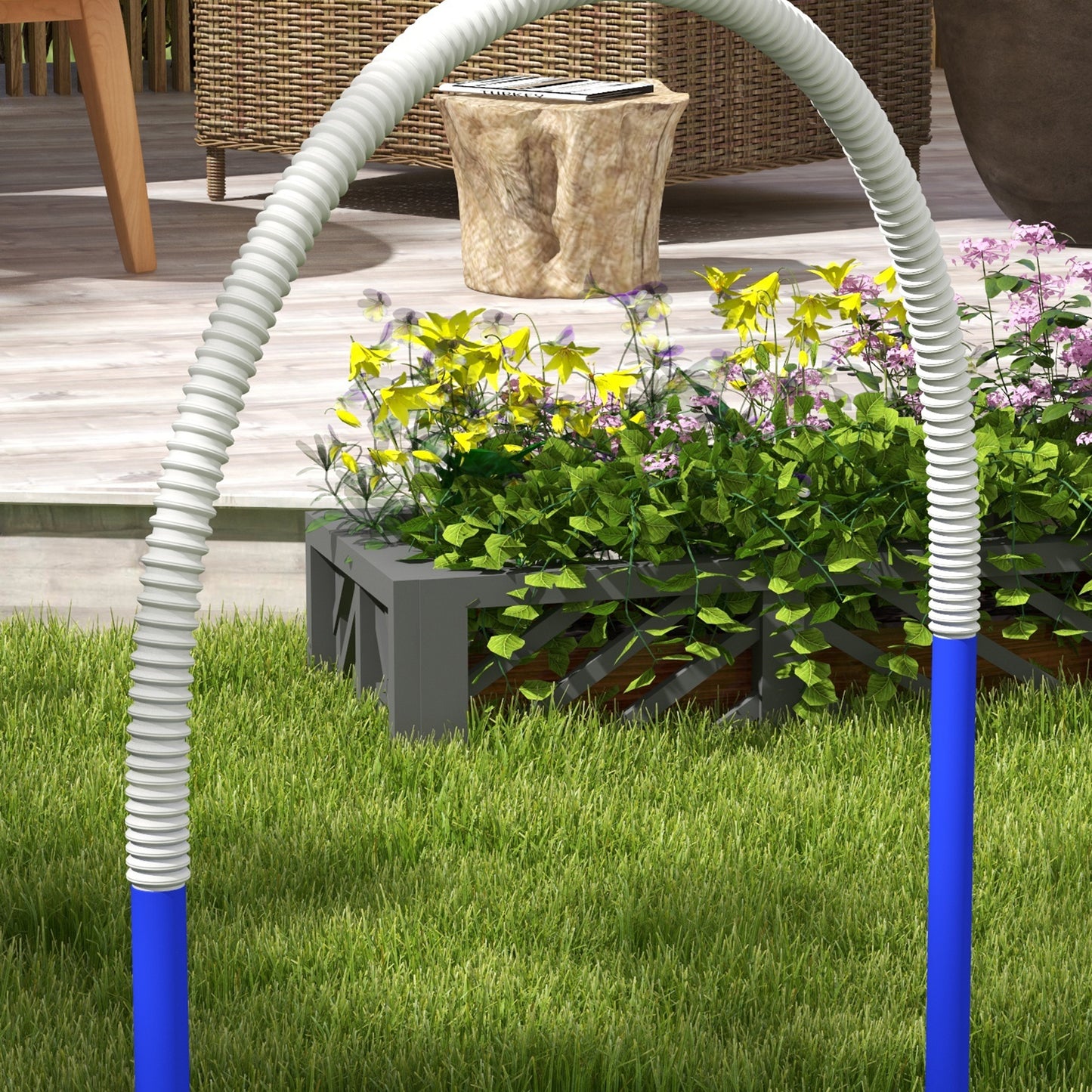 PawHut Agility-Set für Hunde, Hundetraining, 4 Bögen, für Einsteiger, mit Tragetasche, blau+weiß, 88 x 64 x 95cm