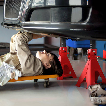 HOMCOM Unterstellbock 6 Tonnen Traglast 2 Stück Stützbock inkl 2 Sicherungssplint Höhenverstellbar Rot