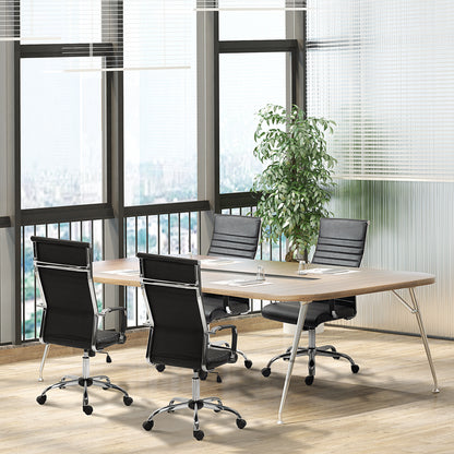 Vinsetto Bürostuhl ergonomisk Schreibtischstuhl med Wippfunktion Chefsessel höhenverstellbarer Drehstuhl gepolstert Konstledare Schaumstoff Schwarz 54 x 62 x 104-114 cm